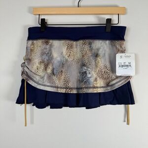 NEW Sofibella 12" Skort Tennis Skirt Medium Navy Animal Print Ruched Ruffle NWT